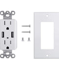 Two Pack USB Wall Outlet With 4.8A Dual USB Ports For Fast Charging 15 Amp Tamper Resistant Duplex Receptacle UL Listed