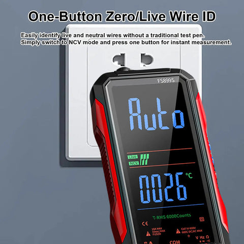 Upgraded 2026 Digital Multimeter Tester with 6000 Counts True RMS AC DC Voltage NCV in use detecting live wire.