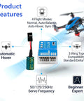 Flight Controller Stabilizer With Auto Hover And 3 Axis Gyro For RC Aircraft F50A A3 V2 System with product features diagram.