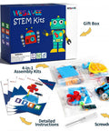 4-In-1 Solar Robot Kit For Kids Ages 8-12, STEM Toys For Boys And Girls, Solar Powered Fan Car And Robot, Pulley Powered Tank, Hands-On Electricity, Mechanics And Engineering Projects For Real World Learning gift box with parts
