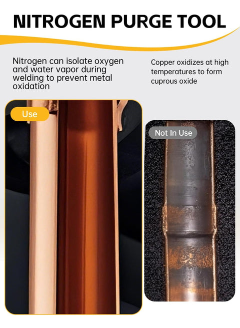 HVAC Nitrogen Purge Tool And Regulator Kit copper oxidation comparison during welding