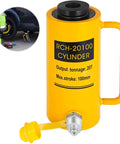 20T 4 Inch Hollow Hydraulic Cylinder Jack For Heavy Duty Lifting, Single Acting Ram, 100mm Stroke, Steel Construction