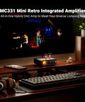 Tube Integrated Amplifier With DAC And Vintage VU Meter, 2 Channel HiFi Power Amp for Bookshelf Speakers and Headphones on desk