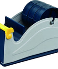 Blue Grey Premium Multi Roll Steel Desk Top Tape Dispenser Holds Three One Inch Tapes Or A Single Three Inch Wide Roll With A Three Inch Core And Up To Five Inch Outer Diameter Built Like A Tank For Your Busy Office, side view