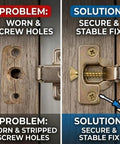 Heavy Duty Self Drilling Drywall Anchors And Screws Kit 14mm Metal Wall Anchors For Solid Mounts Easy Install 150 Piece Set Tough As Nails For Cabinets Shelves And Hangers on worn screw holes and secure hinge