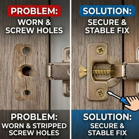 Heavy Duty Self Drilling Drywall Anchors And Screws Kit 14mm Metal Wall Anchors For Solid Mounts Easy Install 150 Piece Set Tough As Nails For Cabinets Shelves And Hangers on worn screw holes and secure hinge