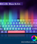 Top Shelf Slick 60 Percent Wired Mechanical Gaming Keyboard For PC Featuring Hot Swappable Linear Optical Switches And Lightning Fast Trigger Speeds With Built Different Ergonomics For Serious Desk Setup Vibes RGB backlit keyboard with colorful lighting.