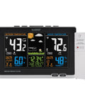 All In One Weather Station With Full Color LCD And Atomic Time Tracks Indoor And Outdoor Temperature Humidity With 330 Ft Wireless Sensor