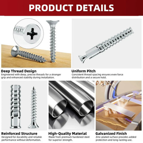 Heavy Duty Door Hinge Repair Screws With Expanding Drywall Anchors Provide A Rock Solid Grip For Loose Cabinet Hardware Fix Wobbly Doors In Minutes 50 Piece detailed product features and design.