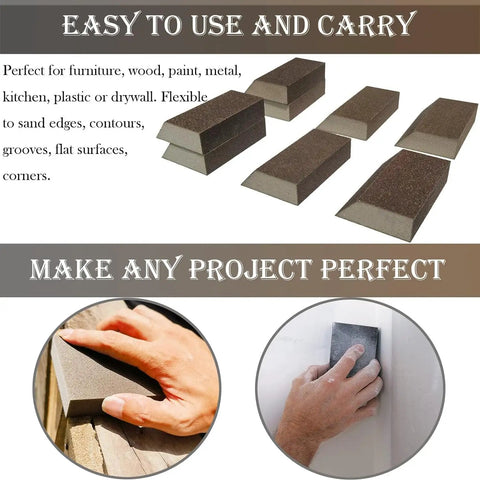 Eight Pack Sanding Sponge Kit With 60 80 120 220 Grits Coarse To Fine Washable And Reusable Blocks for easy sanding of surfaces.