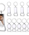 10 Pack Sublimation Bottle Opener Blanks Key Rings Aluminum Dope Heat Transfer Metal Bottle Opener Tags Round Rectangle