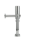 Heavy Duty Exposed Sensor Piston Water Closet Flush Valve With 1.1 GPF Smooth Running Long Life Battery Powered Chrome Finish visible from side angle.