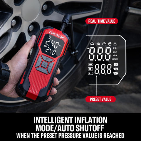 Cordless Tire Inflator With Digital Pressure Gauge, Portable Air Pump For Cars, Bikes And Motorcycles, 6000mAh Battery