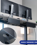 Under Desk 17 Inch Cable Management Trays, 2-Pack Black cord organizer mounted under desk with cables hidden neatly