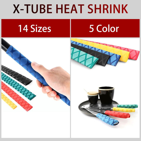 Heavy Duty Heat Shrink Wax Rod Wrap For Fishing Handles And Gear Featuring Fast Soft Shrink Action Dang Solid Anti Slip Finish And Kickass Matte Colors in blue and multi-color options.