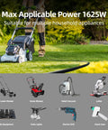 Person using 100 Foot Outdoor Extension Cord Weatherproof 3 Prong Power Cable For Home And Garden 16 AWG with lawn mower and tools