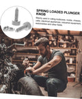 Rock Solid Stainless Steel Retractable Locking Plungers With Knurled Grips for tool upgrades, shown with plunger knob on motorcycle.