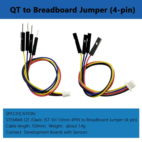 I2C Qwiic Cable Kit With Stemma QT Wires For SparkFun Development Boards And Sensor Breakouts, 4-pin jumpers 150mm length