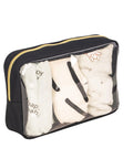 Clear TPU Diaper Bag Organizer Set pouch with baby essentials visible through see-through design, perfect for on-the-go parents.