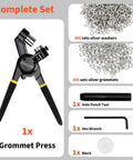 Three Eighths Inch Handheld Eyelet Kit With Pliers, Grommet Press, And 300 Silver Anti Rust Grommets For Tarp Leather Fabric Tent Projects