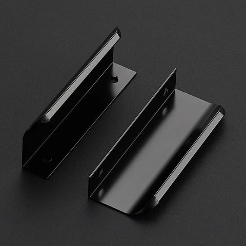 10 Pack Finger Edge Pulls For Cabinets With 76mm Hole Center And 102mm Overall Length Matte Black Concealed Handles