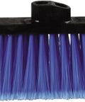 Dual Angle Light Industrial Broom Head With Four Inch Blue Synthetic Bristles To Kick Serious Dust And Reach Tricky Corners Smoothly For Quick Cleanup On Busy Commercial Floors Today.