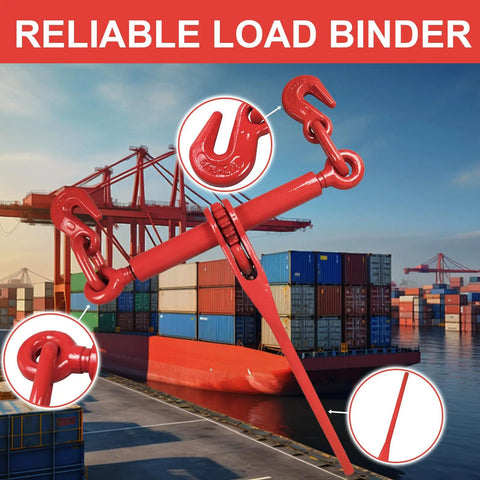 Ratchet Load Binder 5/16 To 3/8 Inch With 2 Grab Hooks, 5400 Lb Load Capacity in port background