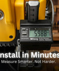 Digital Planer Gauge With Electronic Readout For Woodworking showing a reading of 5.988 inches installed on a yellow machine.