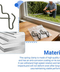2-Pack Double Pawl Clips for Chainsaws and Leaf Blowers in a bag on a table, with heavy-duty construction details shown
