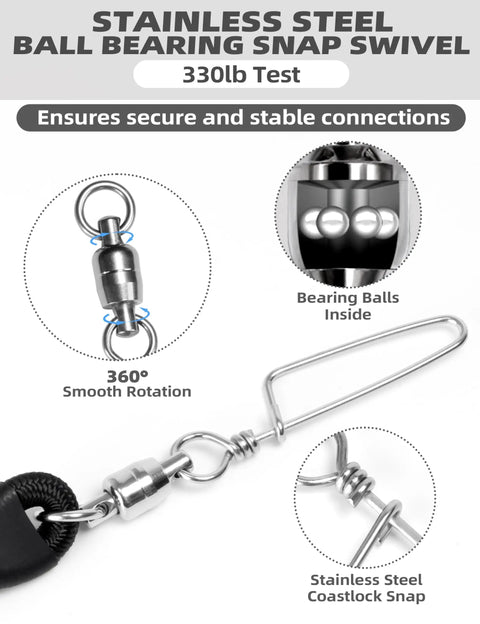 Outrigger Halyard Lock Pulley With Ball Bearing Snap Swivel For Offshore Fishing Beefed Up Line Lock System To Keep Your Halyard In Check Improved Trolling Control Black Edition, stainless steel 330lb test