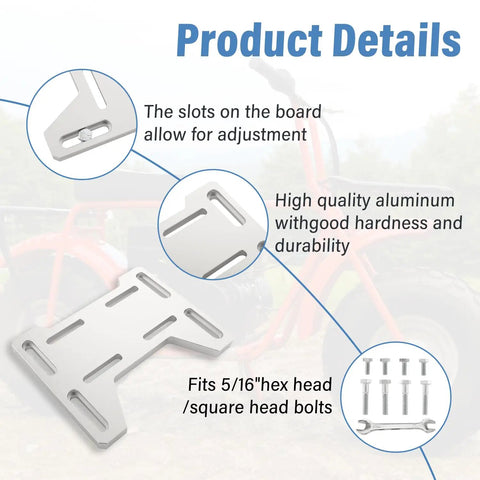 Mini Bike Bolt On Mount Plate Adapter Bracket For Predator Engines 79cc 97cc 100cc 212cc, aluminum with adjustment slots details.