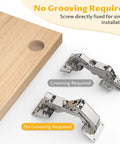 2 Pack 170 Degree Soft Close Cabinet Hinges For Corner Cabinets With Adjustable 130 To 170 Degrees Slow Self Closing Hidden Frameless Hinges By Chibery For Kitchen Cupboard And Lazy Susan showing no grooving required