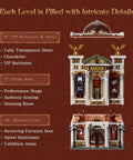 Vintage European Grand Theater Building Set With Crystal Chandelier, Transparent Dome, showcasing multi-level theater areas