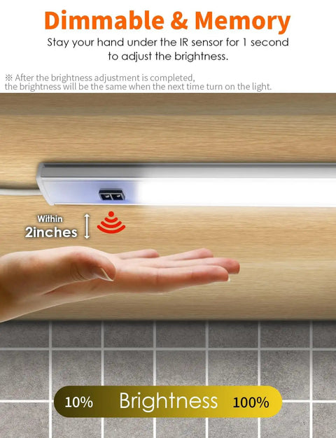Plug In Hands Free Magnetic Under Cabinet Lights 16 Inch Ultra Thin Motion Sensor 6W 12V 500 Lumen Dimmable Cool White 6000K