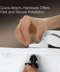 Quick-attach hardware installation of Lustra Q2 Advantage Toilet Seat With Closed Front Polypropylene Chip Resistant Finish That Wont Stain Or Peel Easy Install Built Tough For Standard Toilets Low Maintenance