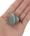 Six Piece Set Ceramic Vintage Cabinet Knobs With Single Hole Pulls Sky Blue For Kitchen Cabinets Wardrobes Cupboards And Furniture Hardware