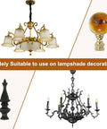 Image featuring Crystal Ball Lamp Finial Cap 1/4-27 Thread Gold Tone Metal Decor, shown with chandeliers and lamp parts.