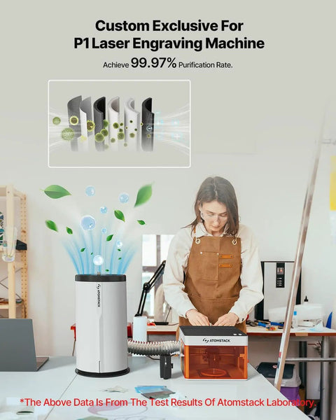 7 Layer Fume Purifier For P1 5W Laser Engraver D3 Air Purifier With Activated Carbon And HEPA Filter in workshop setting