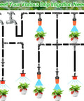 246 Piece 1 Quarter Inch Drip Irrigation Fittings Kit With Barbed Couplings Tees Elbows and Nozzles in garden setup
