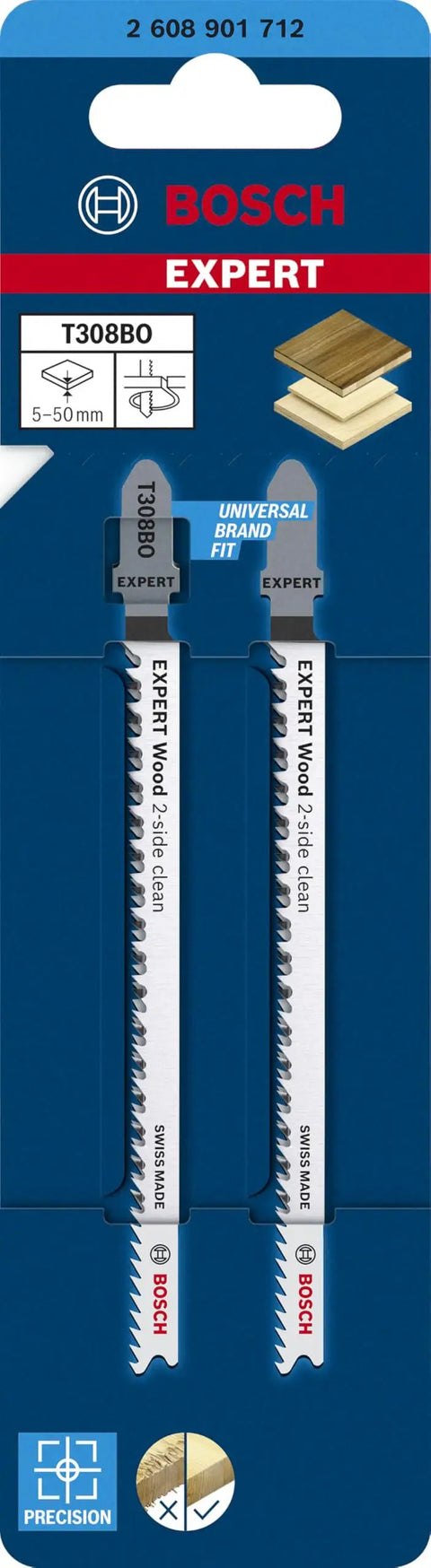 Pro Gear Tear Free Jigsaw Blades T Shank T 308 Bo package overview showing two blades for clean wood cuts and precision work.