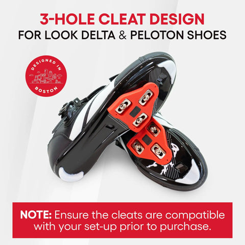 Replacement Bike Cleats For Cycling Shoes Compatible With Look Delta And Peloton, 9 Degree Float, attached to cycling shoes