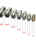 8 Pack Straight Air Fittings 4 To 16mm Heavy Duty Push In Pneumatic Connectors Tool Free Quick Install Leak Proof Secure For Air Lines Hose Systems And DIY Projects. Straight metal air fittings shown in sizes 4mm to 16mm.
