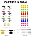 Complete Fingerboard Repair Kit With Slick Trucks Badass Hardware Smooth Wheels Tough Hex Nuts Extra Screws Precision Driver And Solid Brackets For Mini Skate Mods And Fresh Custom Builds with 156 parts including tracks, nuts, tools, and screws.