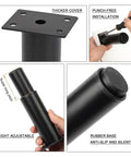 Beefy Adjustable Round Metal Furniture Legs 8 cm Black White Non Slip Wear Resistant 4 Pack installation details