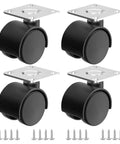 1 Inch Swivel Furniture Casters Set Of 4, Low Profile Nylon Wheels With Stainless Steel Screws, Heavy Duty Mini Casters