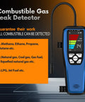 LD600 Portable Gas Leak Detector With 16 Inch Gooseneck 3000mAh Rechargeable Battery, blue handheld unit on display