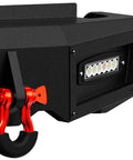 Ram 1500 rear step bumper by YZONA, black with 4x18W LED lights, D-ring mounts, paintable armor