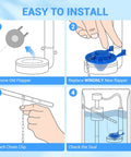 2 Inch Toilet Flapper Replacement Fits Most 2 Inch Flush Valve Toilets From American Standard Kohler Fluidmaster Toto Gerber Leak Proof Rubber Seal With Stainless Chain Blue 1 Pack Easy Install Water Saving in toilet tank install steps