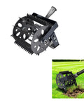 2 In 1 Heavy Duty Rotary Cultivator And Weeder Hand Tiller For Gardening And Lawn Care with steel construction shown in use on grass