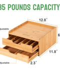 No-Fuss All-In-One Bamboo Drawer Organizer For Keurig K Cup Pods And Tea Bags With Adjustable Dividers and Large Capacity